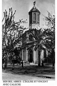 SIDI BEL ABBES - L'EGLISE ST VINCENT AVEC CALECHE
